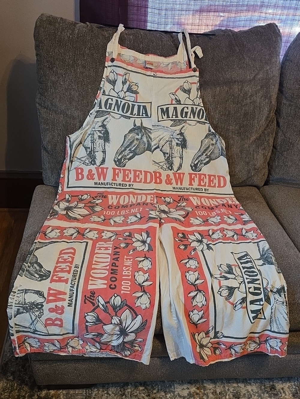 Graphic Floral Print Pink and Cream Overalls